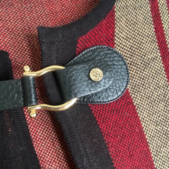 size M Vtg Anne Klein plaid open front long cardigan nova check black red sweate - Picture 3 of 9